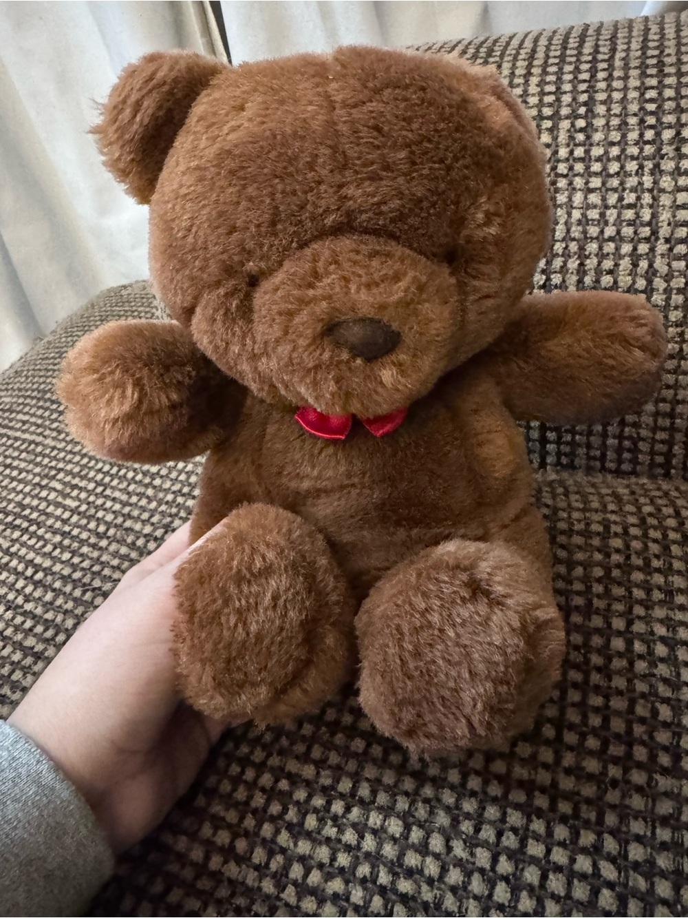 Vintage Gund Brown Teddy Bear with Red Bow Plush